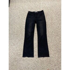 Vervet 90s High Rise Ankle Flare Raw Hem Black 27